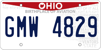 OH license plate GMW4829
