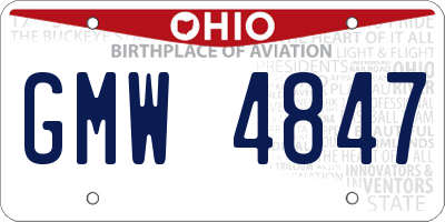 OH license plate GMW4847