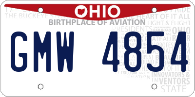OH license plate GMW4854