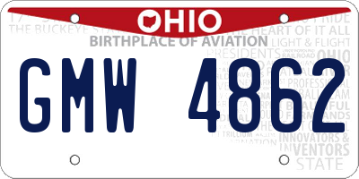 OH license plate GMW4862
