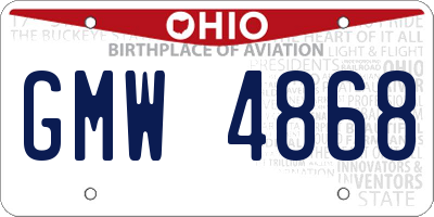 OH license plate GMW4868