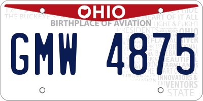 OH license plate GMW4875