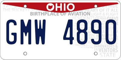 OH license plate GMW4890