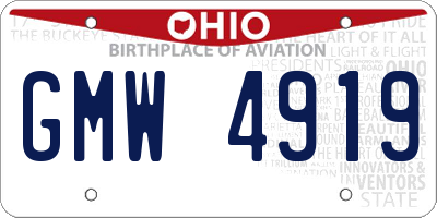 OH license plate GMW4919