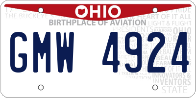 OH license plate GMW4924