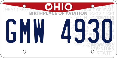 OH license plate GMW4930