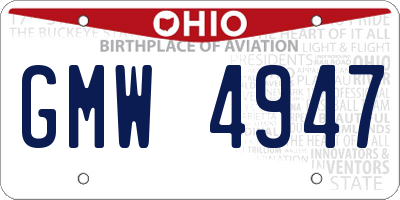 OH license plate GMW4947