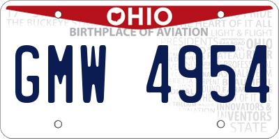 OH license plate GMW4954