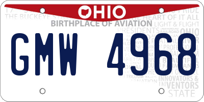 OH license plate GMW4968