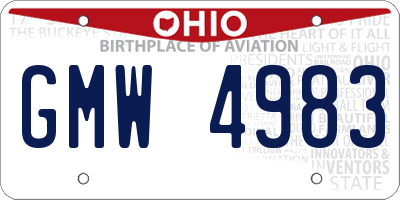OH license plate GMW4983