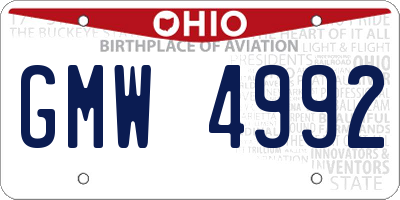OH license plate GMW4992