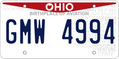 OH license plate GMW4994