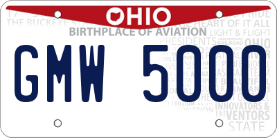 OH license plate GMW5000