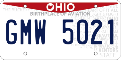 OH license plate GMW5021