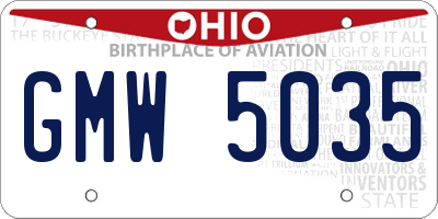 OH license plate GMW5035