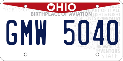 OH license plate GMW5040