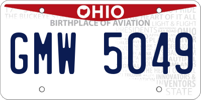 OH license plate GMW5049