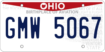 OH license plate GMW5067