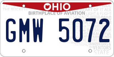 OH license plate GMW5072