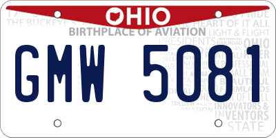 OH license plate GMW5081