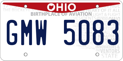 OH license plate GMW5083
