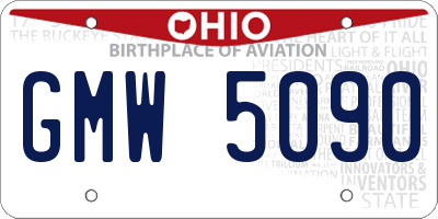 OH license plate GMW5090
