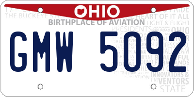 OH license plate GMW5092