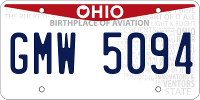 OH license plate GMW5094
