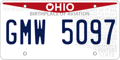 OH license plate GMW5097