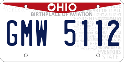 OH license plate GMW5112
