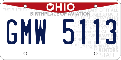 OH license plate GMW5113