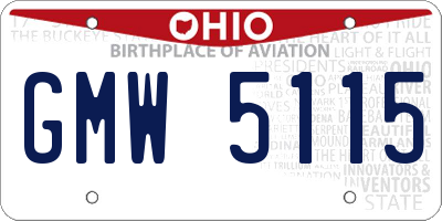 OH license plate GMW5115