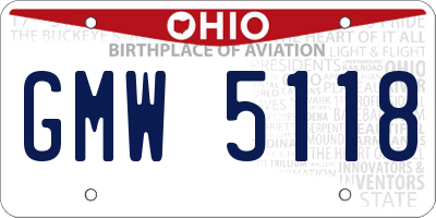 OH license plate GMW5118