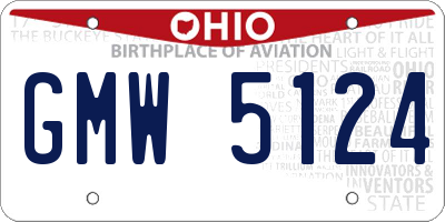 OH license plate GMW5124