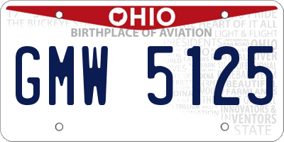 OH license plate GMW5125