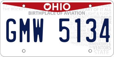 OH license plate GMW5134