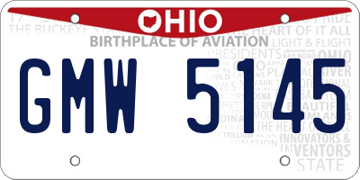 OH license plate GMW5145