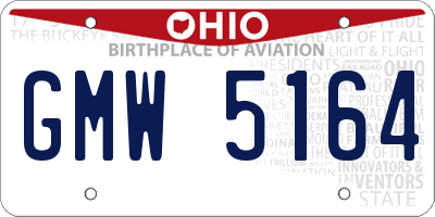 OH license plate GMW5164
