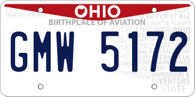 OH license plate GMW5172