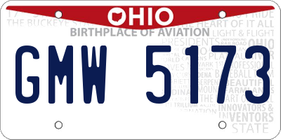 OH license plate GMW5173