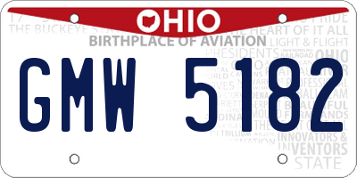 OH license plate GMW5182