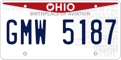 OH license plate GMW5187