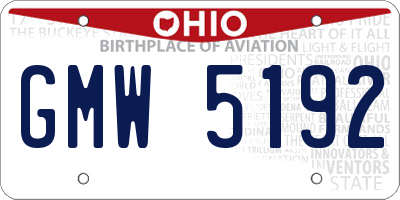OH license plate GMW5192