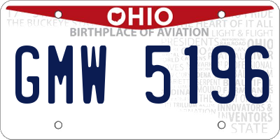 OH license plate GMW5196