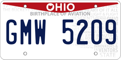 OH license plate GMW5209