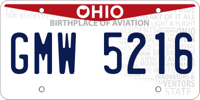 OH license plate GMW5216