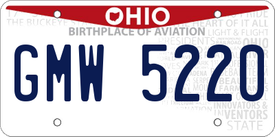 OH license plate GMW5220
