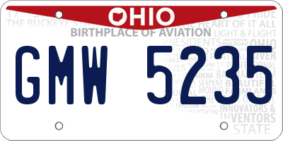 OH license plate GMW5235
