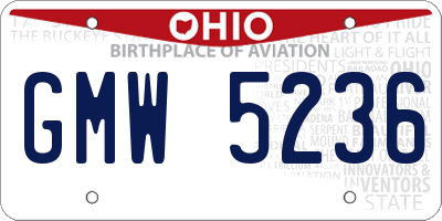 OH license plate GMW5236
