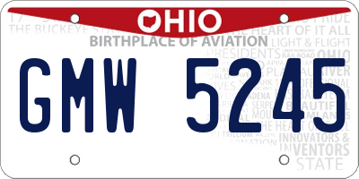 OH license plate GMW5245